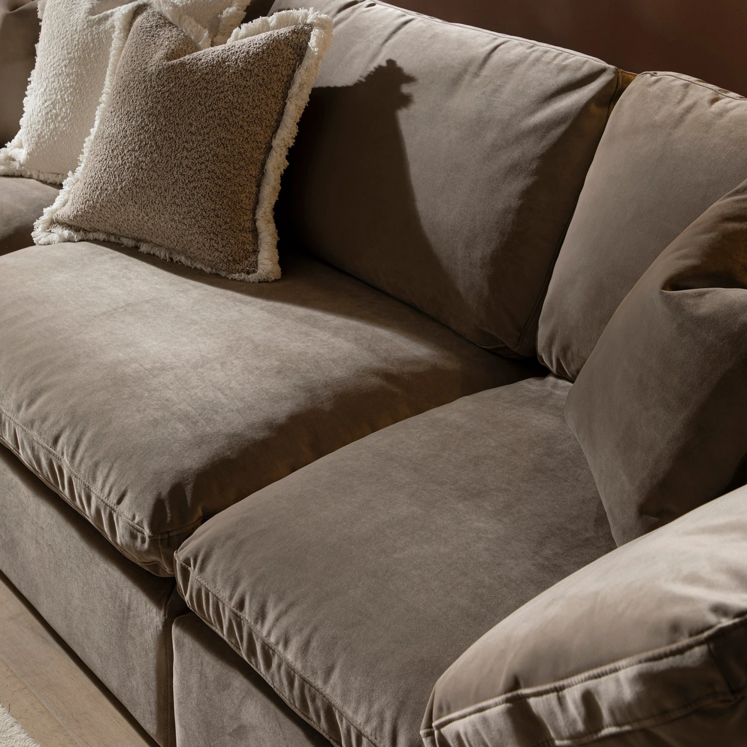 Lutyens Taupe Velvet Modular Sofa, 3-Piece 6 Lutyens Taupe Velvet Modular Sofa, 3-Piece - Image 6