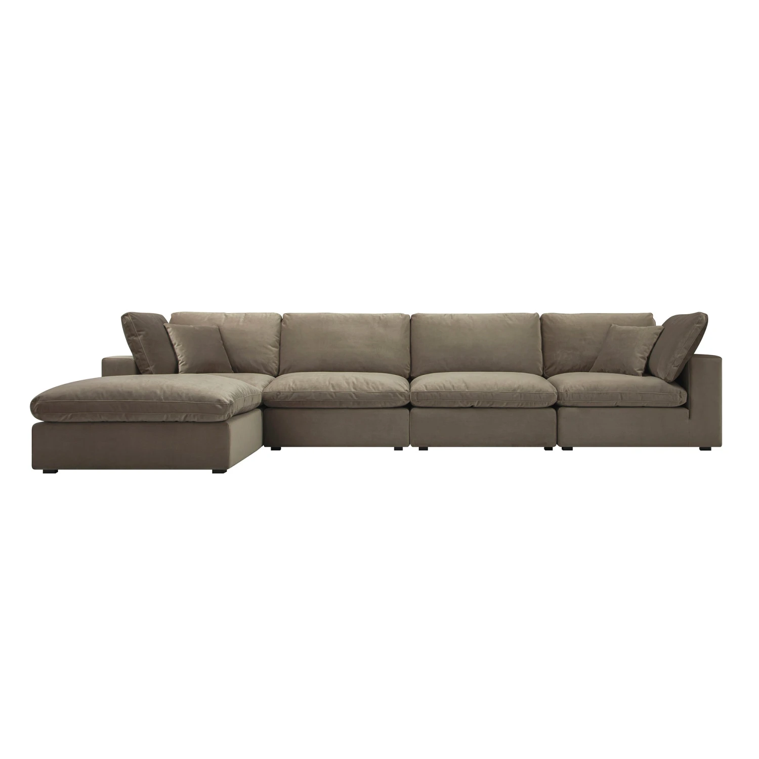 Lutyens Taupe Velvet Modular Sofa, 4-Piece Chaise 2 Lutyens Taupe Velvet Modular Sofa, 4-Piece Chaise - Image 2