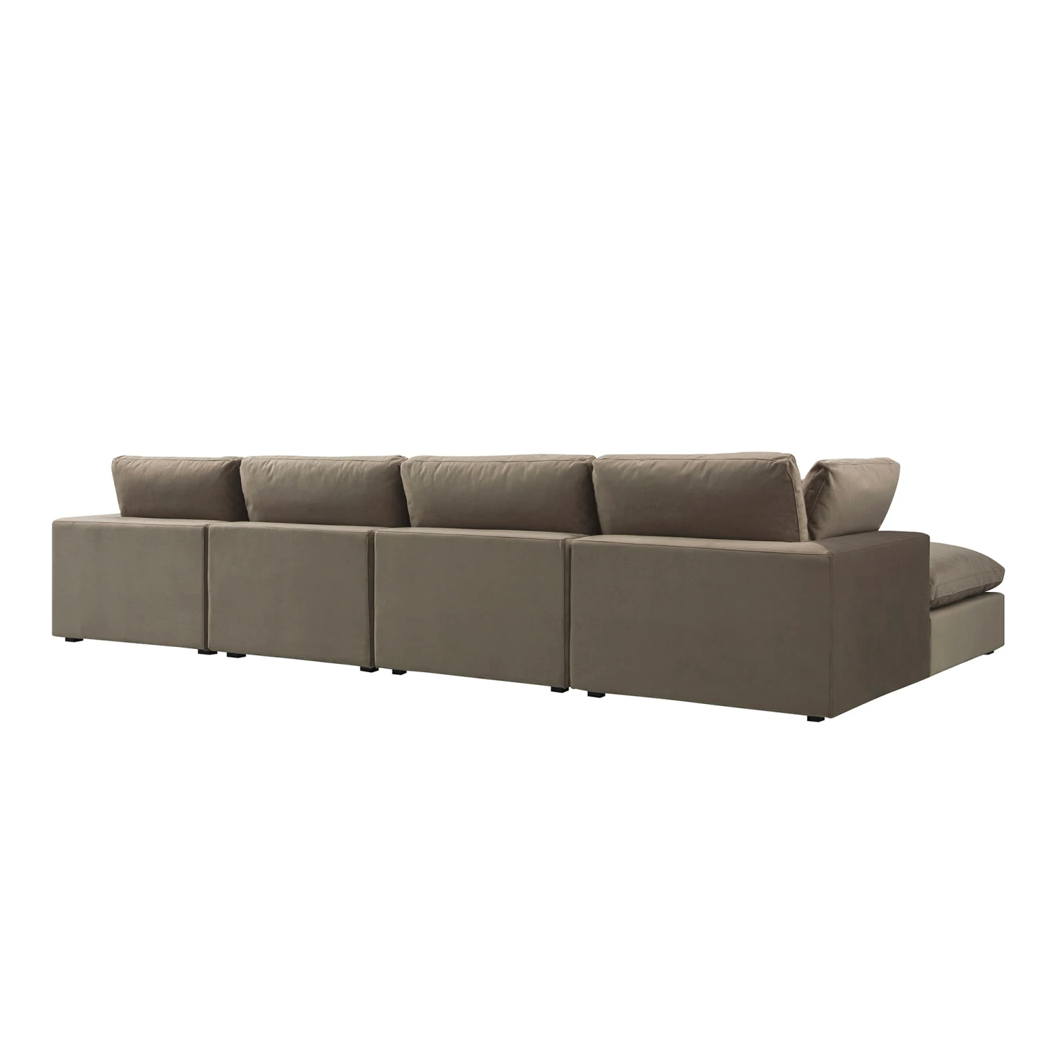 Lutyens Taupe Velvet Modular Sofa, 4-Piece Chaise 6 Lutyens Taupe Velvet Modular Sofa, 4-Piece Chaise - Image 6