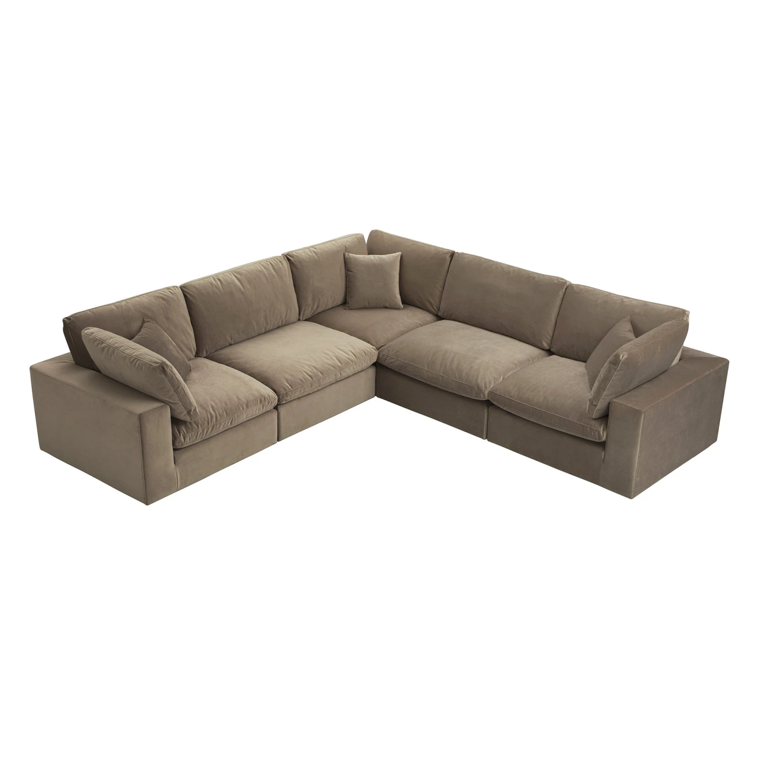 Lutyens Taupe Velvet Modular Sofa, 5-Piece Corner Set 1 Lutyens Taupe Velvet Modular Sofa, 5-Piece Corner Set