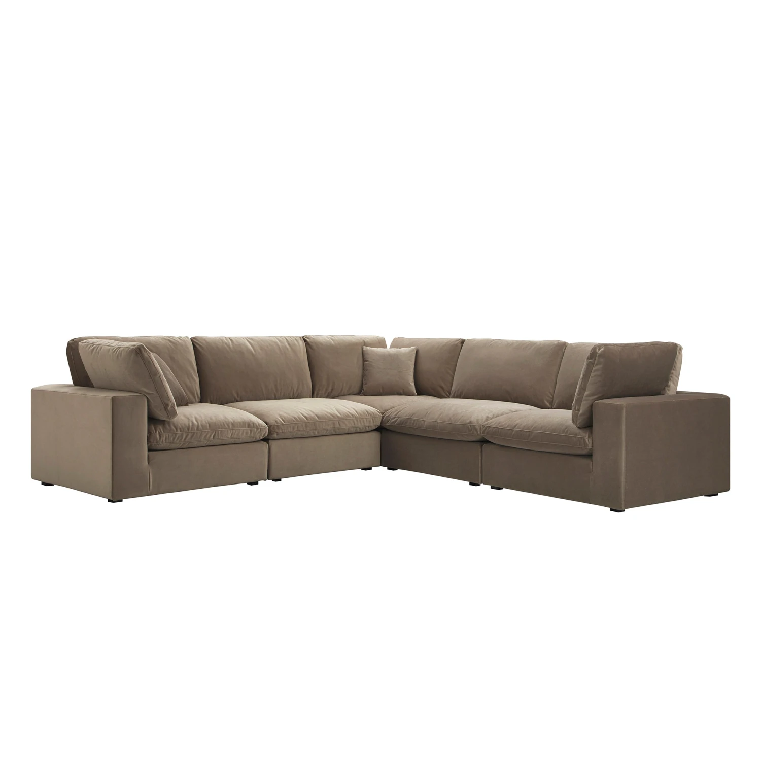 Lutyens Taupe Velvet Modular Sofa, 5-Piece Corner Set 2 Lutyens Taupe Velvet Modular Sofa, 5-Piece Corner Set - Image 2