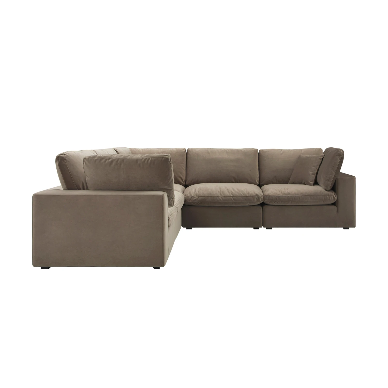 Lutyens Taupe Velvet Modular Sofa, 5-Piece Corner Set 4 Lutyens Taupe Velvet Modular Sofa, 5-Piece Corner Set - Image 4