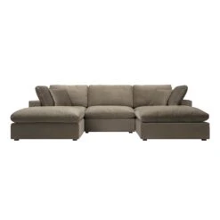 Lutyens Taupe Velvet Modular Sofa, 5-Piece U-Shape Set 7 Lutyens Taupe Velvet Modular Sofa, 5-Piece U-Shape Set -Daals Store SCSF 054 TAUPE VEL 5PUSHAPE WB2