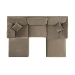 Lutyens Taupe Velvet Modular Sofa, 5-Piece U-Shape Set 10 Lutyens Taupe Velvet Modular Sofa, 5-Piece U-Shape Set -Daals Store SCSF 054 TAUPE VEL 5PUSHAPE WB4