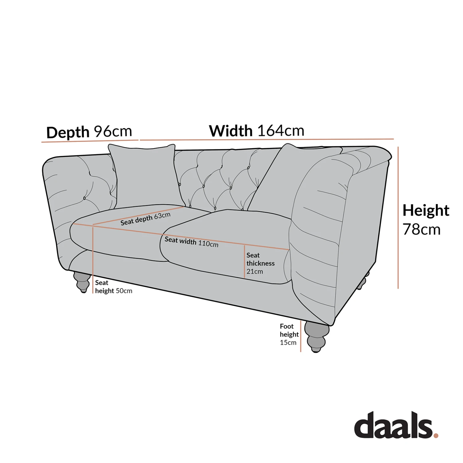 Ashby Chesterfield 2-Seater Sofa, Taupe Chenille 9 Ashby Chesterfield 2-Seater Sofa, Taupe Chenille - Image 9