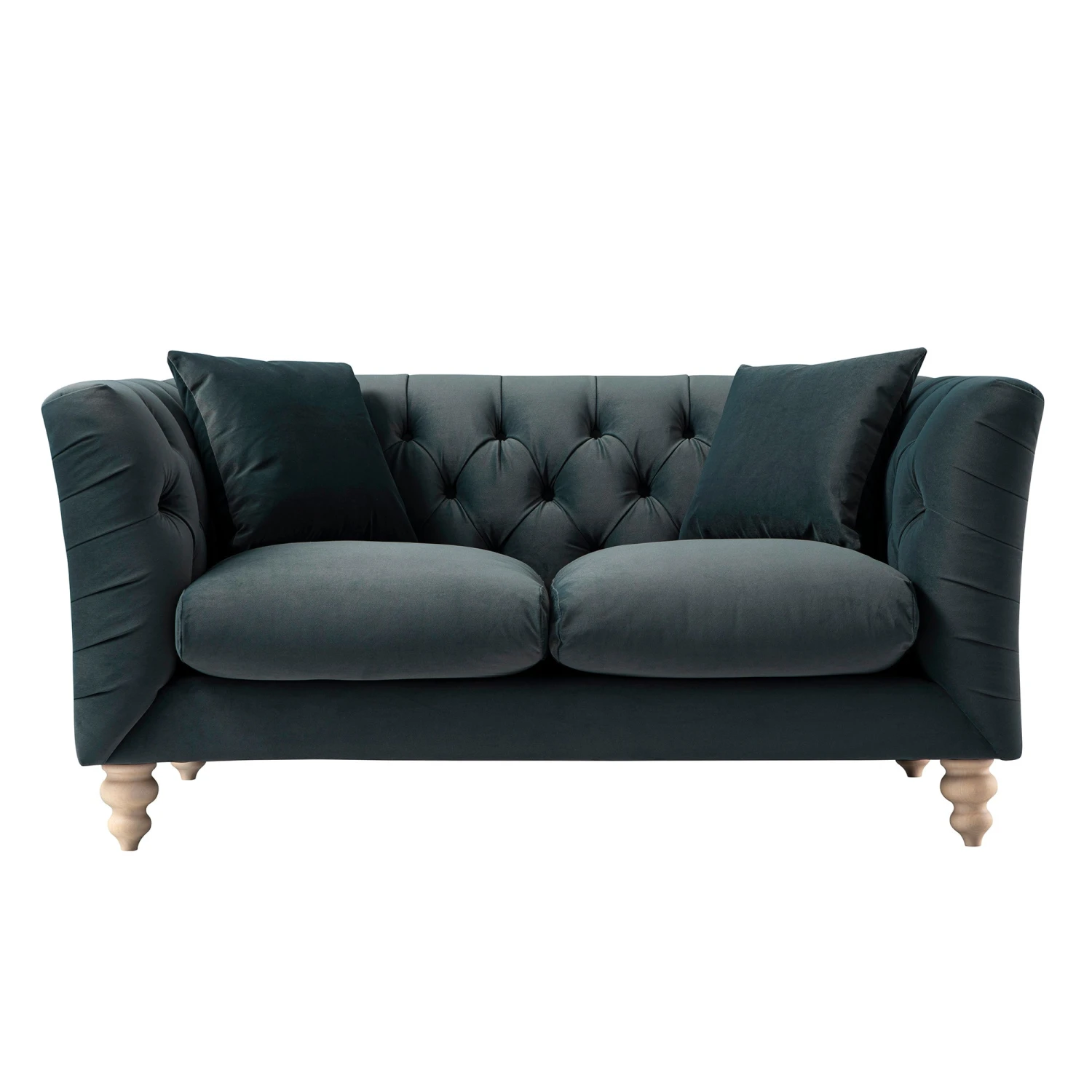 Ashby Chesterfield 2-Seater Sofa, Aegean Blue Velvet 6 Ashby Chesterfield 2-Seater Sofa, Aegean Blue Velvet - Image 6