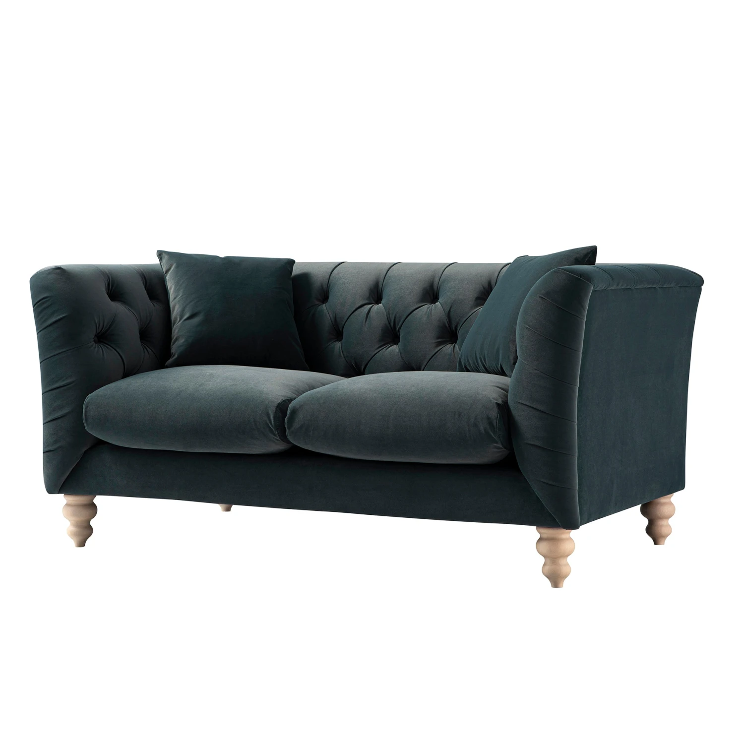 Ashby Chesterfield 2-Seater Sofa, Aegean Blue Velvet 7 Ashby Chesterfield 2-Seater Sofa, Aegean Blue Velvet - Image 7