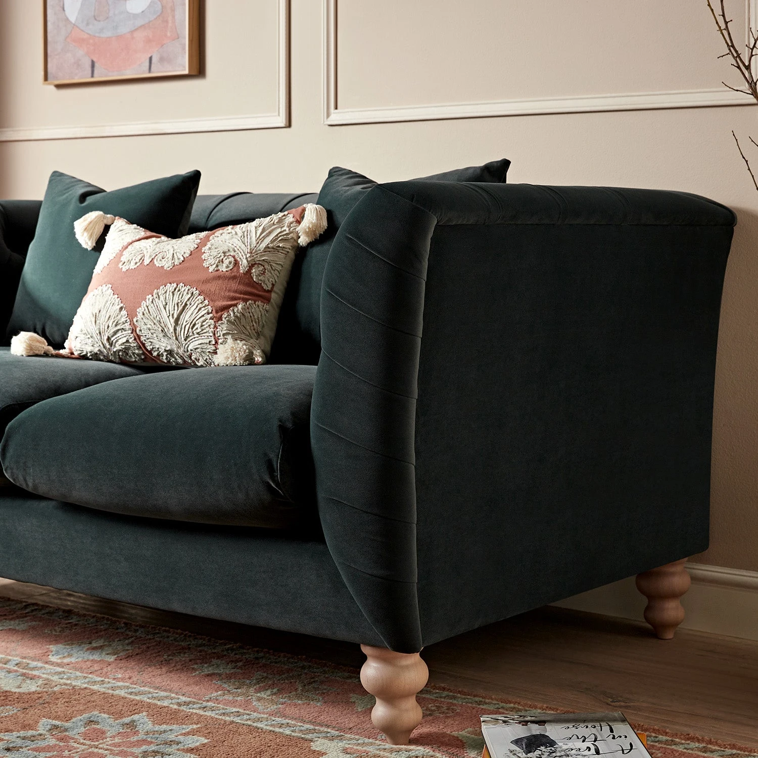 Ashby Chesterfield 2-Seater Sofa, Aegean Blue Velvet 4 Ashby Chesterfield 2-Seater Sofa, Aegean Blue Velvet - Image 4