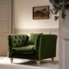 Ashby Chesterfield Armchair, Fern Green Velvet