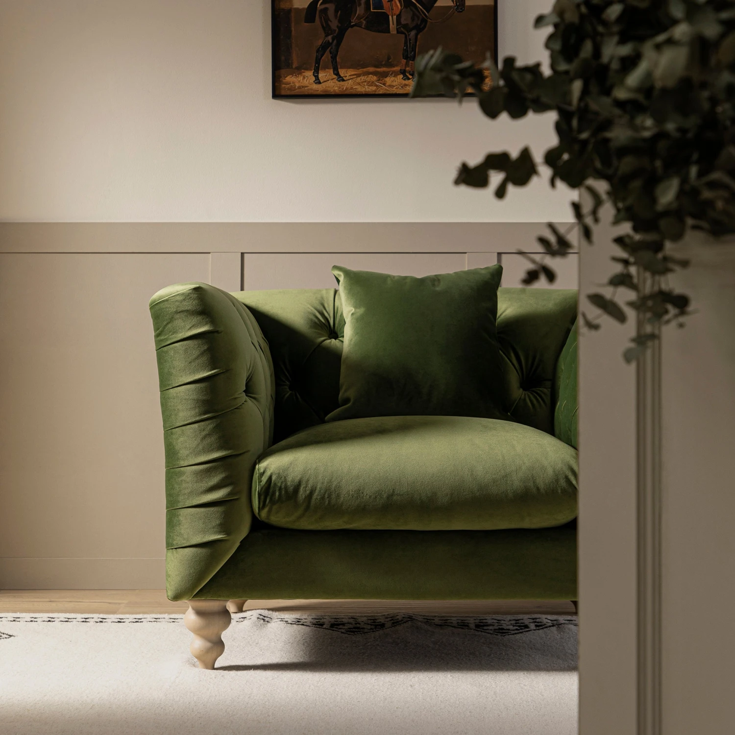 Ashby Chesterfield Armchair, Fern Green Velvet 5 Ashby Chesterfield Armchair, Fern Green Velvet - Image 5