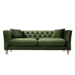 Ashby Chesterfield Large 3-Seater Sofa, Fern Green Velvet