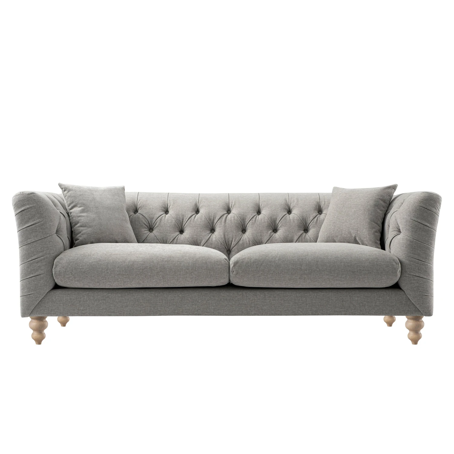 Ashby Chesterfield Large 3-Seater Sofa, Mist Grey Chenille 7 Ashby Chesterfield Large 3-Seater Sofa, Mist Grey Chenille - Image 7
