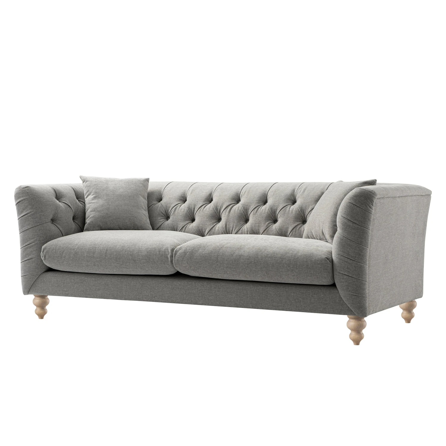 Ashby Chesterfield Large 3-Seater Sofa, Mist Grey Chenille 8 Ashby Chesterfield Large 3-Seater Sofa, Mist Grey Chenille - Image 8