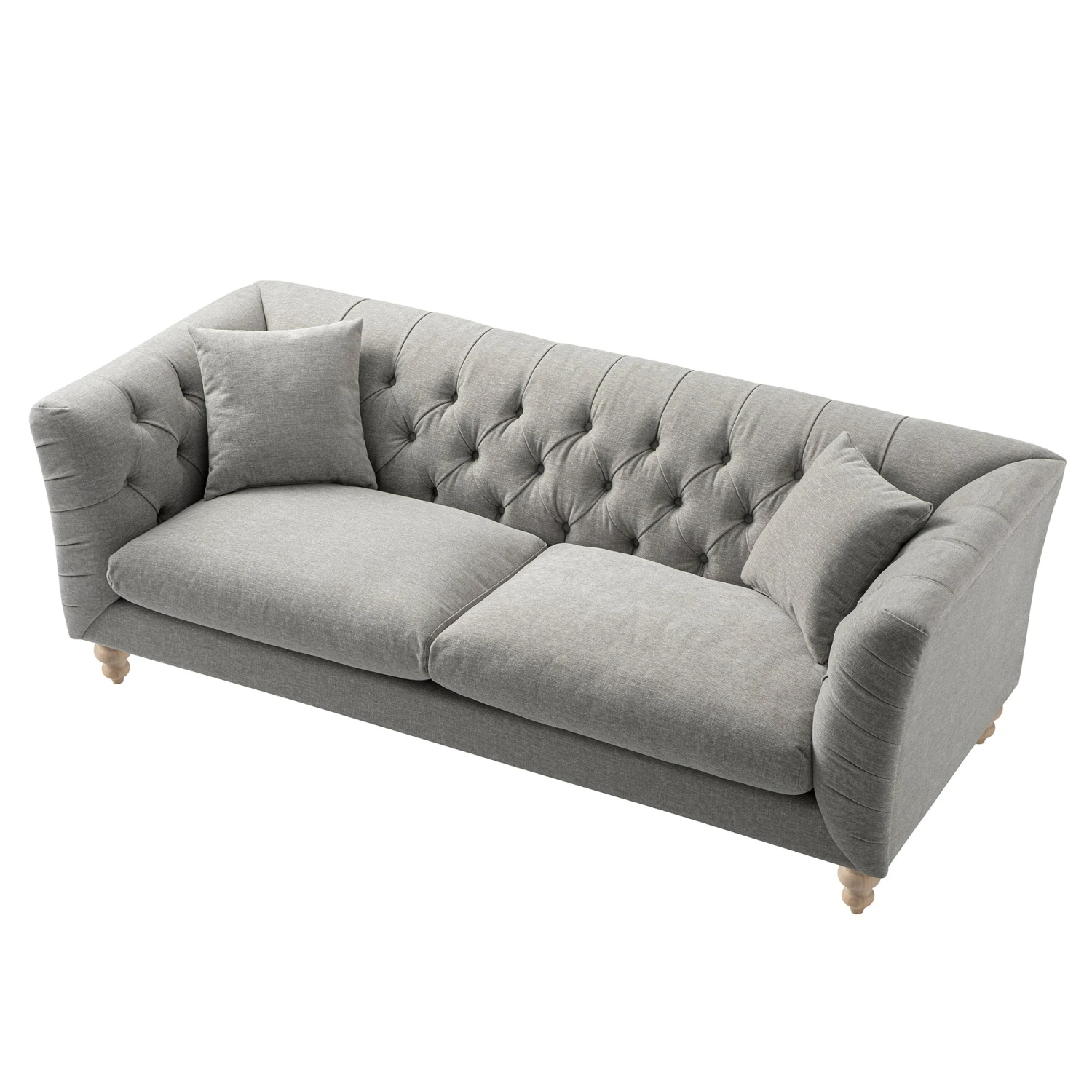 Ashby Chesterfield Large 3-Seater Sofa, Mist Grey Chenille 11 Ashby Chesterfield Large 3-Seater Sofa, Mist Grey Chenille - Image 11