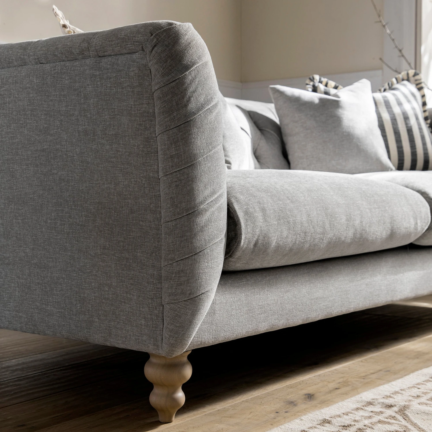 Ashby Chesterfield Large 3-Seater Sofa, Mist Grey Chenille 6 Ashby Chesterfield Large 3-Seater Sofa, Mist Grey Chenille - Image 6