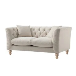 Ashby Chesterfield 2-Seater Sofa, Oatmeal Chenille -Daals Store SCSF 055 OAT CHEN 2ST WB2