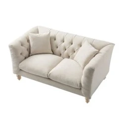 Ashby Chesterfield 2-Seater Sofa, Oatmeal Chenille -Daals Store SCSF 055 OAT CHEN 2ST WB4