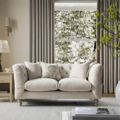 Ashby Chesterfield 2-Seater Sofa, Oatmeal Chenille
