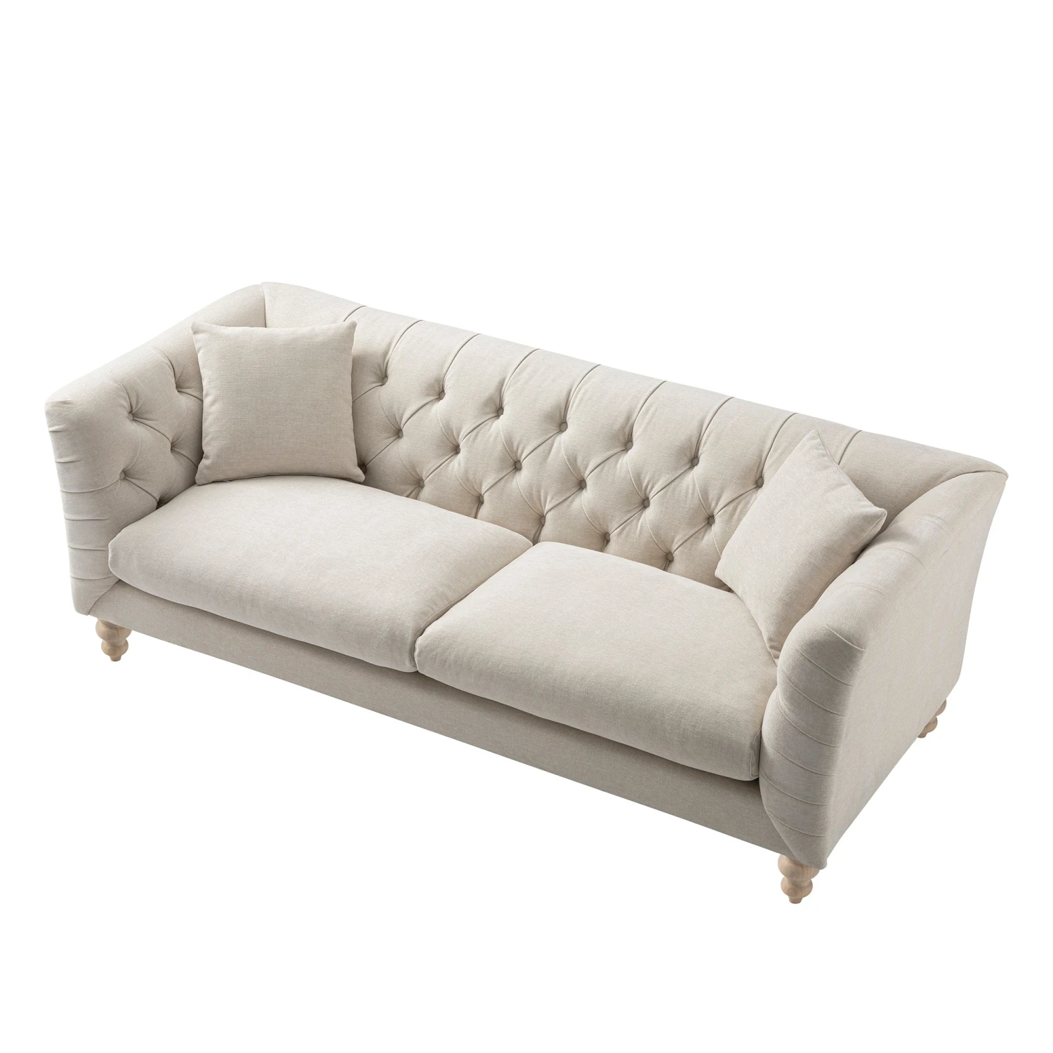 Ashby Chesterfield Large 3-Seater Sofa, Oatmeal Chenille 10 Ashby Chesterfield Large 3-Seater Sofa, Oatmeal Chenille - Image 10