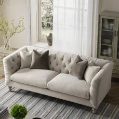 Ashby Chesterfield Large 3-Seater Sofa, Oatmeal Chenille 18 Ashby Chesterfield Large 3-Seater Sofa, Oatmeal Chenille -Daals Store SCSF 055 OAT CHEN 3ST scene2