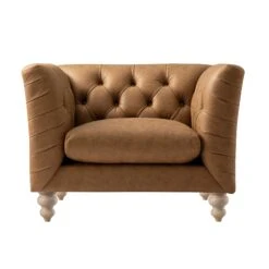 Ashby Chesterfield Armchair, Tan Faux Leather -Daals Store SCSF 055 TAN FXLT 1ST WB3
