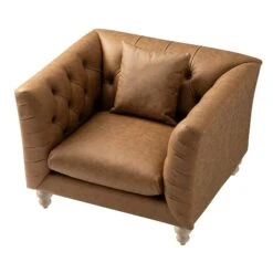 Ashby Chesterfield Armchair, Tan Faux Leather -Daals Store SCSF 055 TAN FXLT 1ST WB4