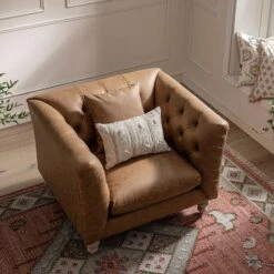 Ashby Chesterfield Armchair, Tan Faux Leather -Daals Store SCSF 055 TAN FXLT 1ST scene2