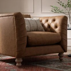 Ashby Chesterfield Armchair, Tan Faux Leather -Daals Store SCSF 055 TAN FXLT 1ST scene4