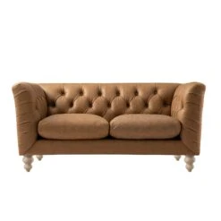 Ashby Chesterfield 2-Seater Sofa, Tan Faux Leather 24 Ashby Chesterfield 2-Seater Sofa, Tan Faux Leather -Daals Store SCSF 055 TAN FXLT 2ST WB3