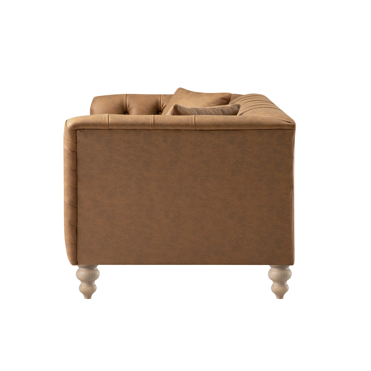 Ashby Chesterfield 2-Seater Sofa, Tan Faux Leather 11 Ashby Chesterfield 2-Seater Sofa, Tan Faux Leather - Image 11