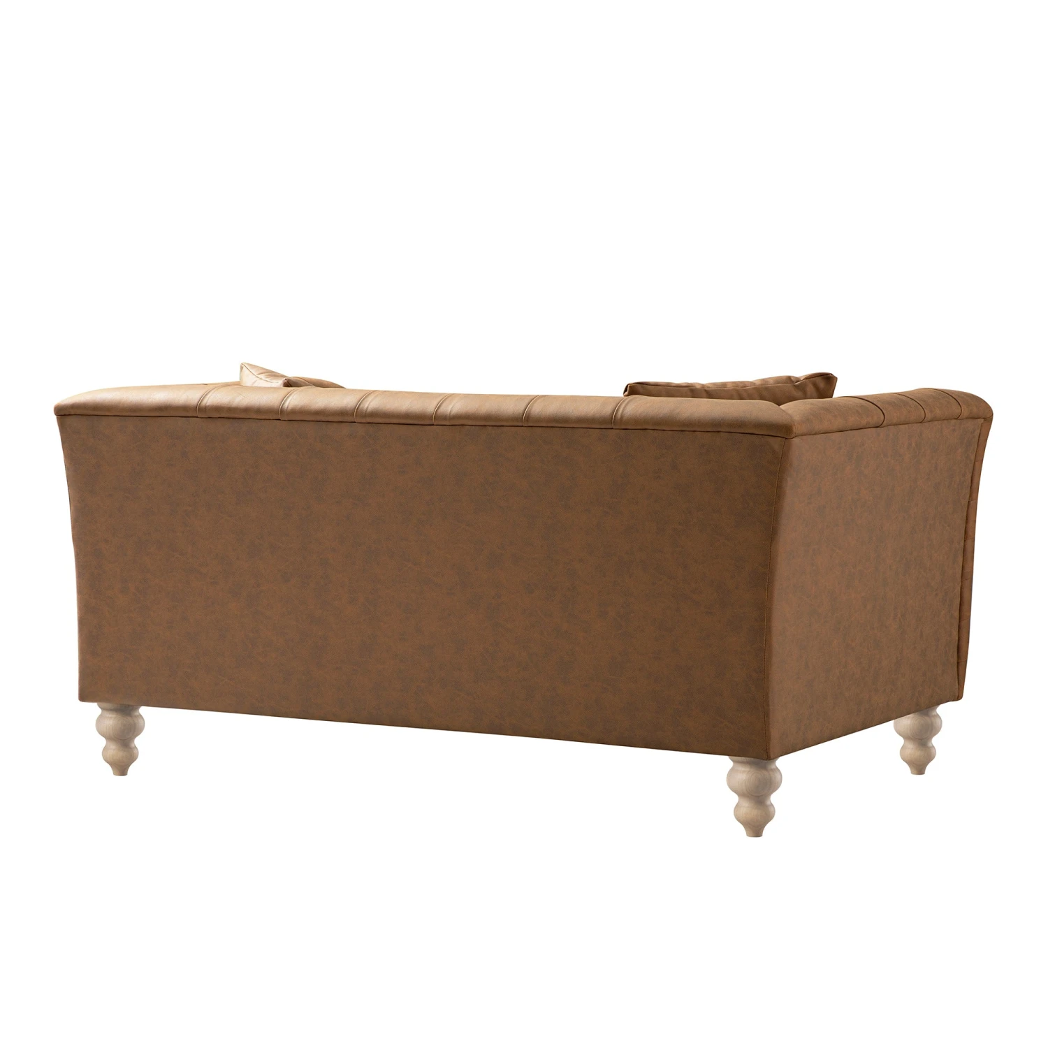 Ashby Chesterfield 2-Seater Sofa, Tan Faux Leather 13 Ashby Chesterfield 2-Seater Sofa, Tan Faux Leather - Image 13