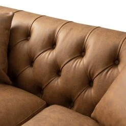 Ashby Chesterfield 2-Seater Sofa, Tan Faux Leather 30 Ashby Chesterfield 2-Seater Sofa, Tan Faux Leather -Daals Store SCSF 055 TAN FXLT 2ST detail2