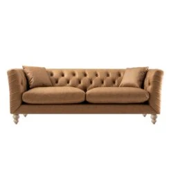Ashby Chesterfield Large 3-Seater Sofa, Tan Faux Leather 23 Ashby Chesterfield Large 3-Seater Sofa, Tan Faux Leather -Daals Store SCSF 055 TAN FXLT 3ST WB1