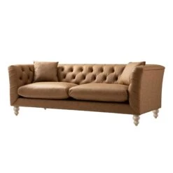 Ashby Chesterfield Large 3-Seater Sofa, Tan Faux Leather 24 Ashby Chesterfield Large 3-Seater Sofa, Tan Faux Leather -Daals Store SCSF 055 TAN FXLT 3ST WB2