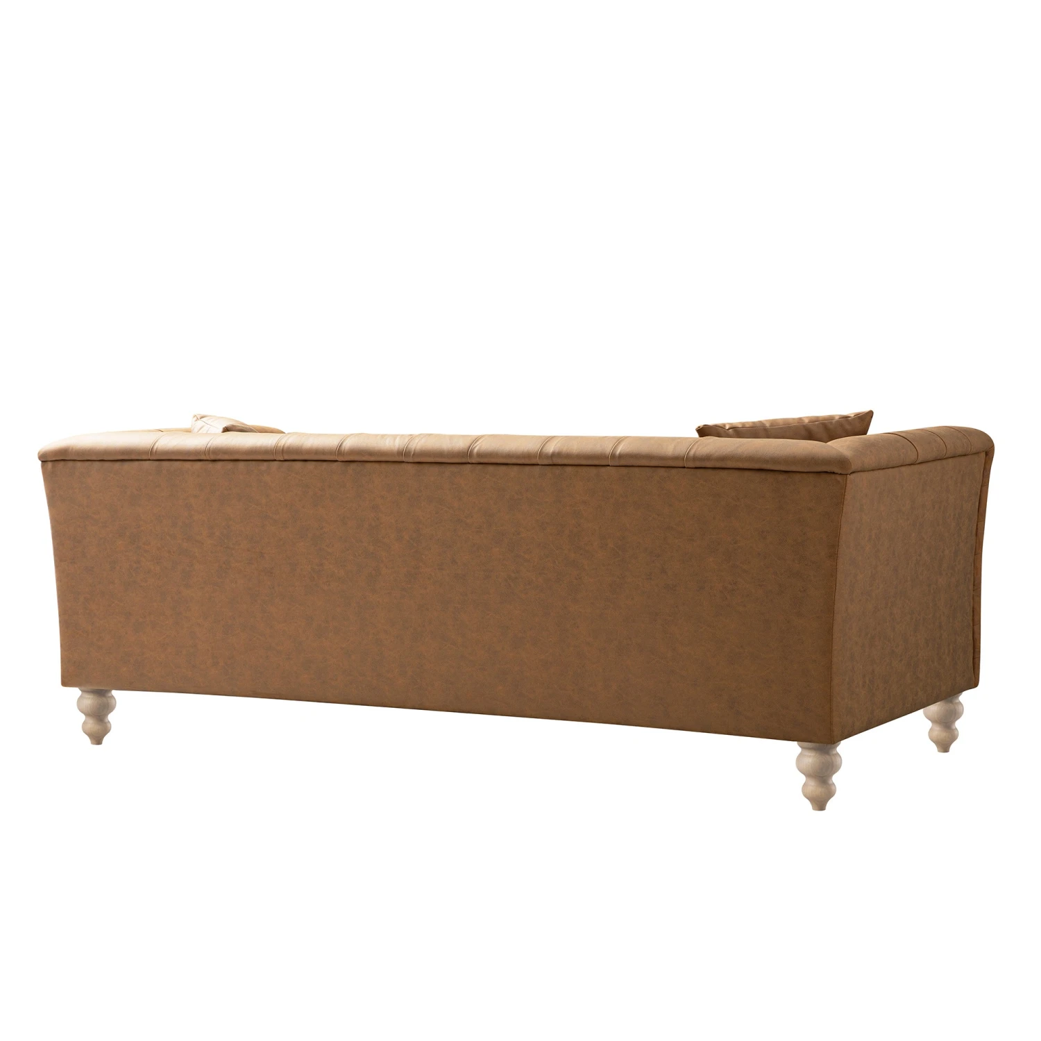 Ashby Chesterfield Large 3-Seater Sofa, Tan Faux Leather 13 Ashby Chesterfield Large 3-Seater Sofa, Tan Faux Leather - Image 13
