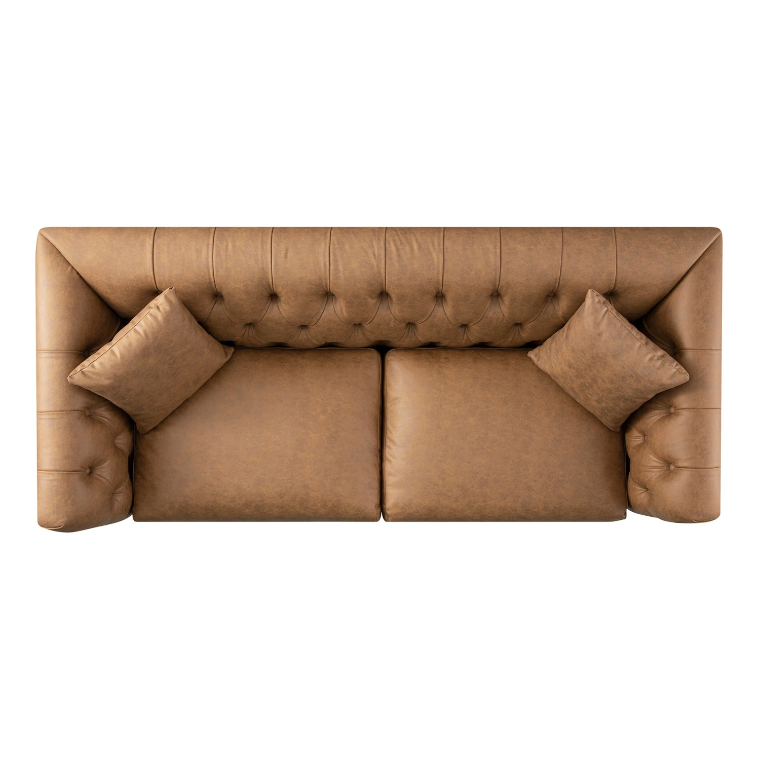 Ashby Chesterfield Large 3-Seater Sofa, Tan Faux Leather 14 Ashby Chesterfield Large 3-Seater Sofa, Tan Faux Leather - Image 14