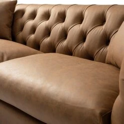 Ashby Chesterfield Large 3-Seater Sofa, Tan Faux Leather 31 Ashby Chesterfield Large 3-Seater Sofa, Tan Faux Leather -Daals Store SCSF 055 TAN FXLT 3ST detail1
