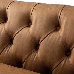 Ashby Chesterfield Large 3-Seater Sofa, Tan Faux Leather 32 Ashby Chesterfield Large 3-Seater Sofa, Tan Faux Leather -Daals Store SCSF 055 TAN FXLT 3ST detail2