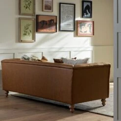 Ashby Chesterfield Large 3-Seater Sofa, Tan Faux Leather 19 Ashby Chesterfield Large 3-Seater Sofa, Tan Faux Leather -Daals Store SCSF 055 TAN FXLT 3ST scene2