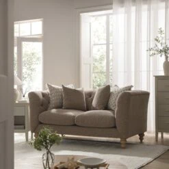 Ashby Chesterfield 2-Seater Sofa, Taupe Chenille