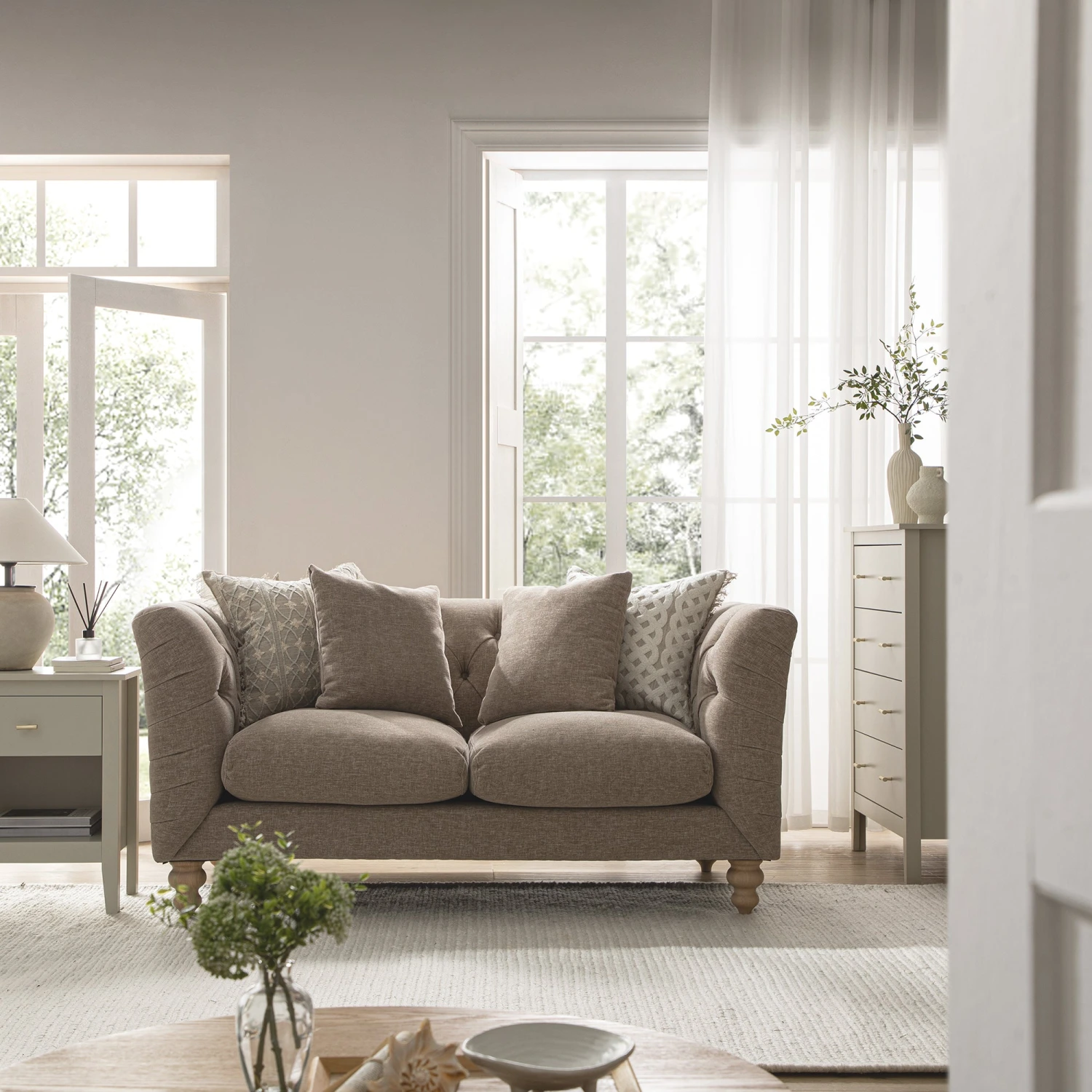 Ashby Chesterfield 2-Seater Sofa, Taupe Chenille 2 Ashby Chesterfield 2-Seater Sofa, Taupe Chenille - Image 2