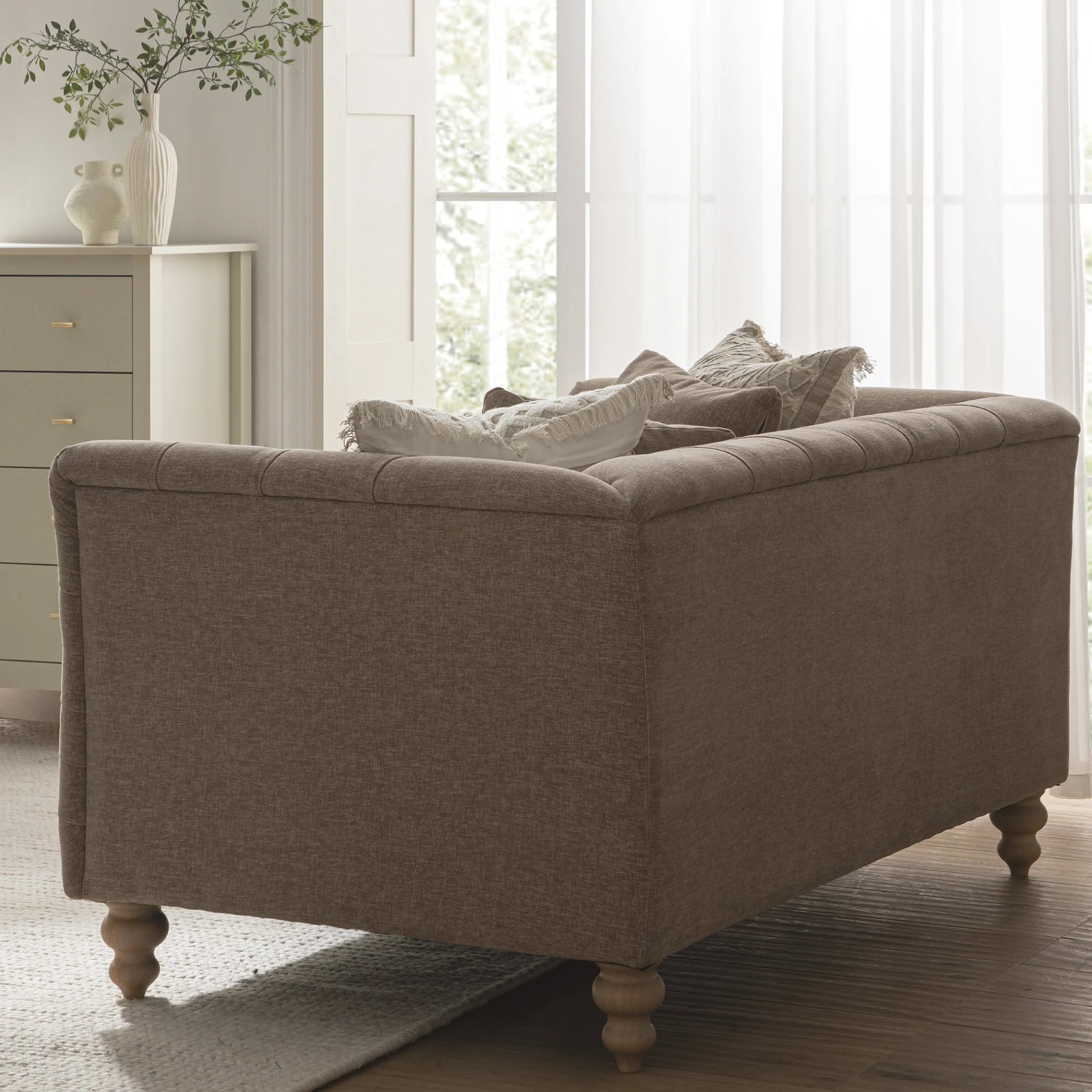 Ashby Chesterfield 2-Seater Sofa, Taupe Chenille 3 Ashby Chesterfield 2-Seater Sofa, Taupe Chenille - Image 3