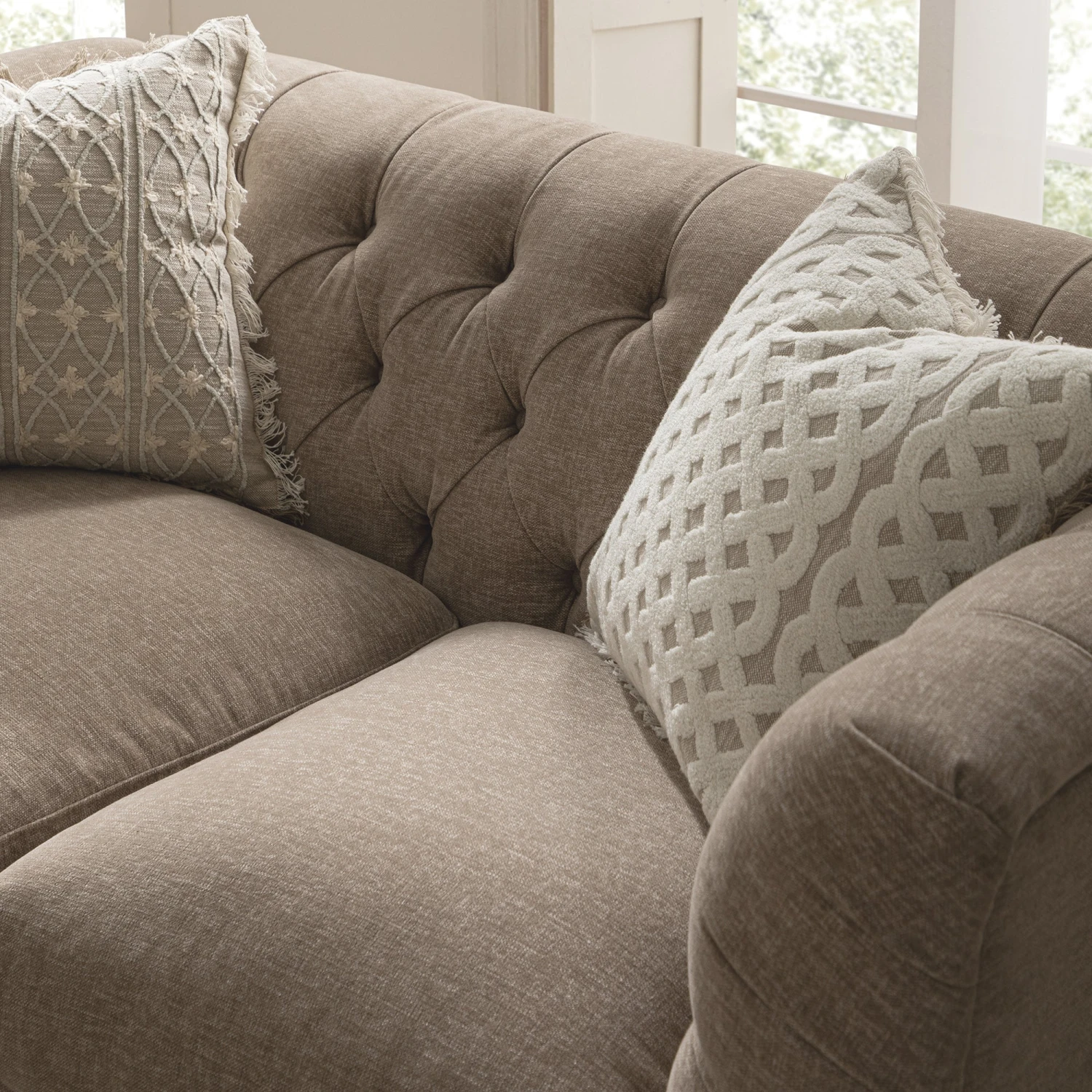 Ashby Chesterfield 2-Seater Sofa, Taupe Chenille 4 Ashby Chesterfield 2-Seater Sofa, Taupe Chenille - Image 4