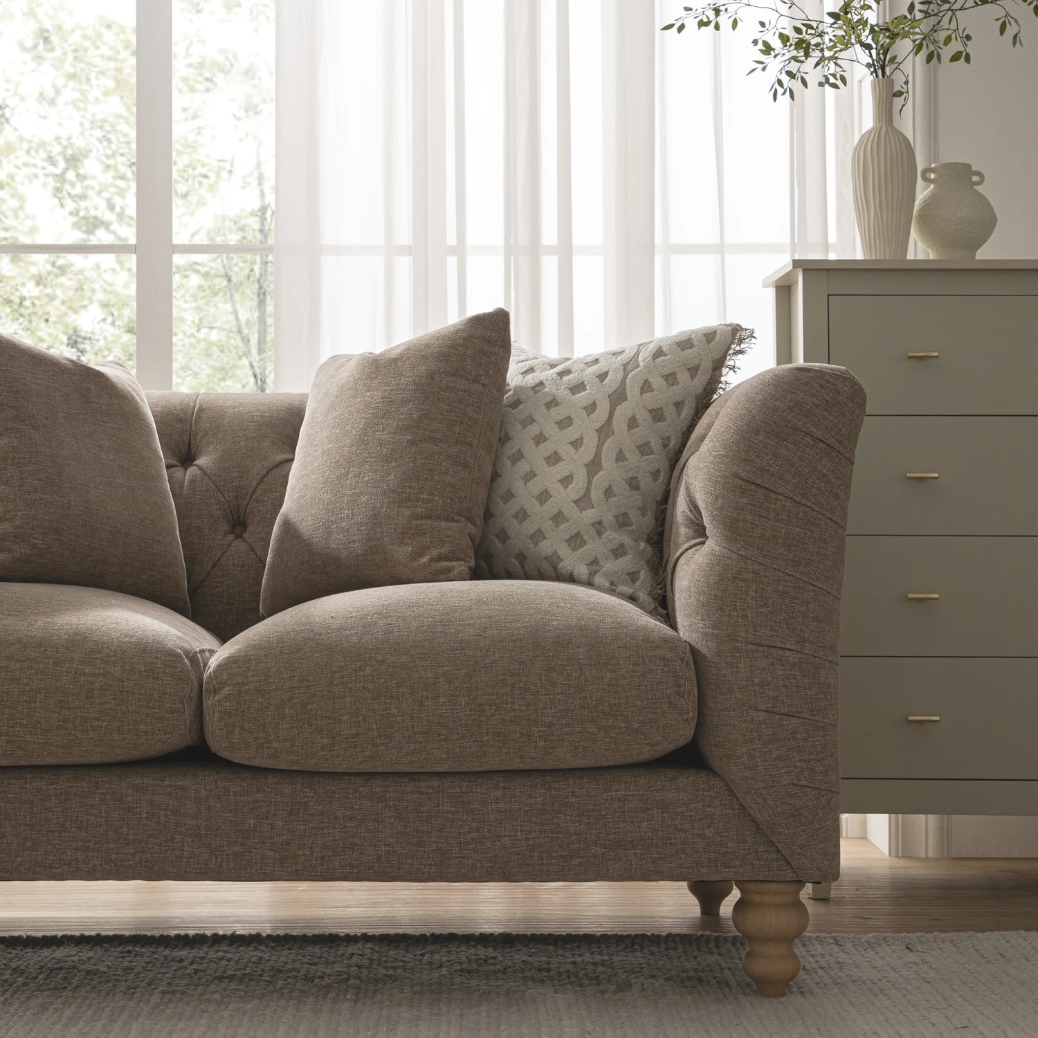 Ashby Chesterfield 2-Seater Sofa, Taupe Chenille 5 Ashby Chesterfield 2-Seater Sofa, Taupe Chenille - Image 5