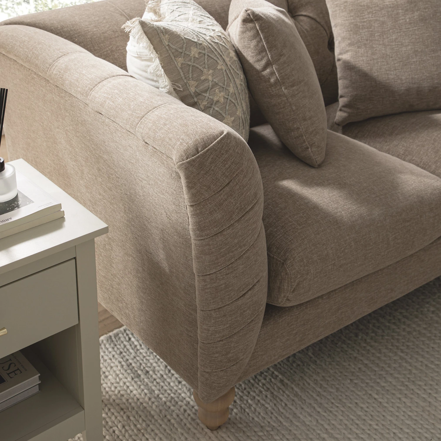 Ashby Chesterfield 2-Seater Sofa, Taupe Chenille 6 Ashby Chesterfield 2-Seater Sofa, Taupe Chenille - Image 6