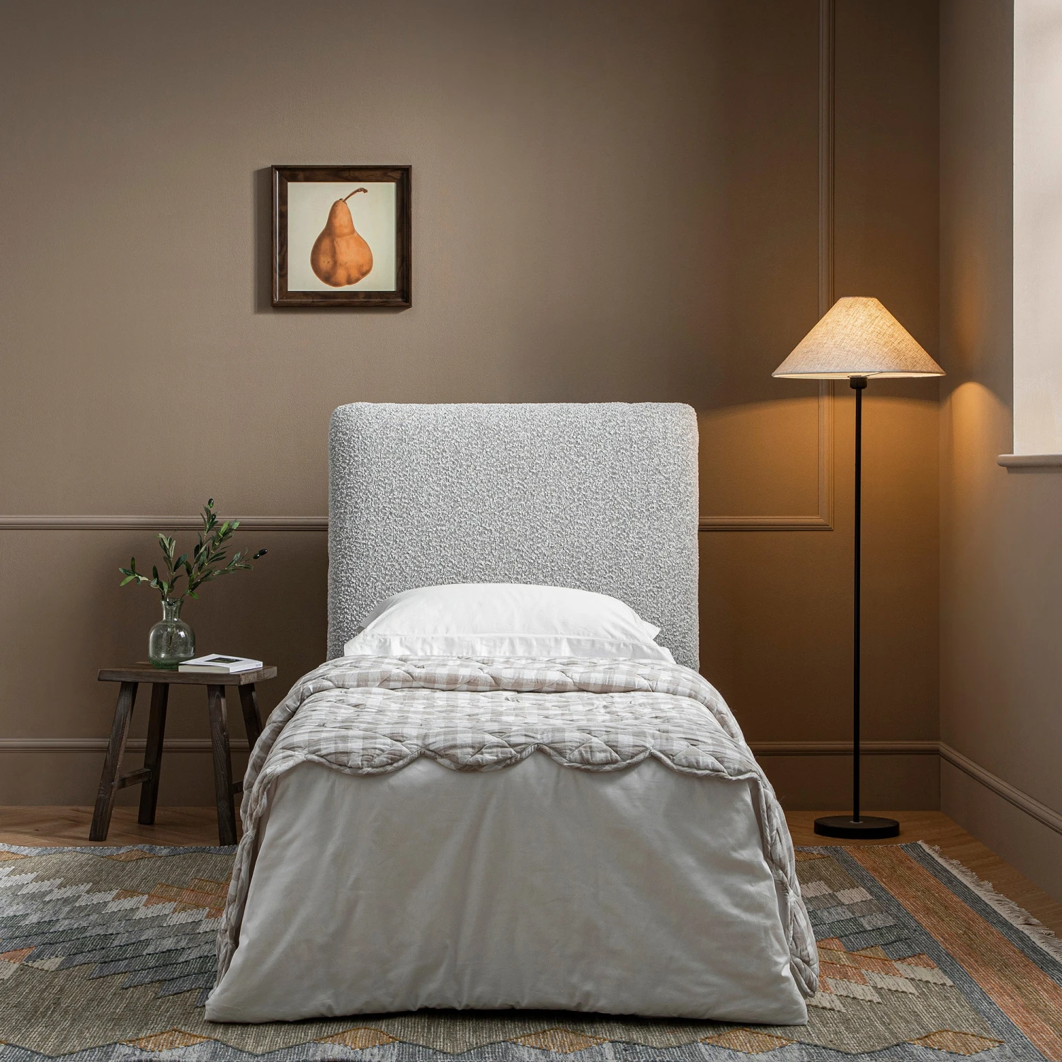 Magda Fold-Out Single Bed In An Ottoman, Mist Grey Boucle 2 Magda Fold-Out Single Bed In An Ottoman, Mist Grey Boucle - Image 2