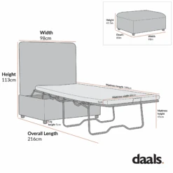 Magda Fold-Out Single Bed In An Ottoman, Mist Grey Boucle 24 Magda Fold-Out Single Bed In An Ottoman, Mist Grey Boucle -Daals Store SCSF 384 S CHART 1