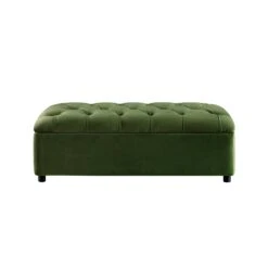 Portland Small Double Buttoned Fold-Out Bed In Ottoman, Moss Green Velvet -Daals Store SCSF 388 FERN VEL D WB3