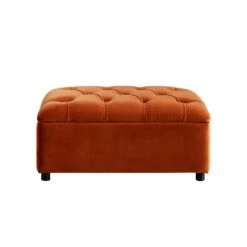 Portland Single Buttoned Fold-Out Bed In Ottoman, Rust Velvet -Daals Store SCSF 388 RUST VEL S WB3