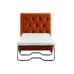 Portland Single Buttoned Fold-Out Bed In Ottoman, Rust Velvet -Daals Store SCSF 388 RUST VEL S WB4